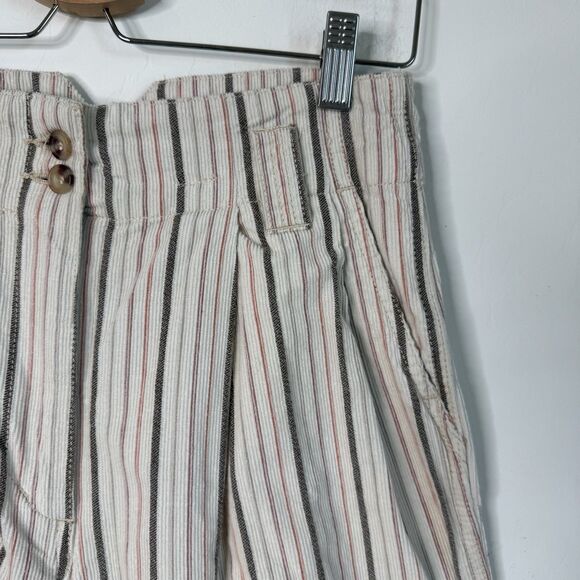 Urban Outfitters Size 4 Striped Corduroy Pleated Front High Rise Cropped Trouser - Picture 6 of 16